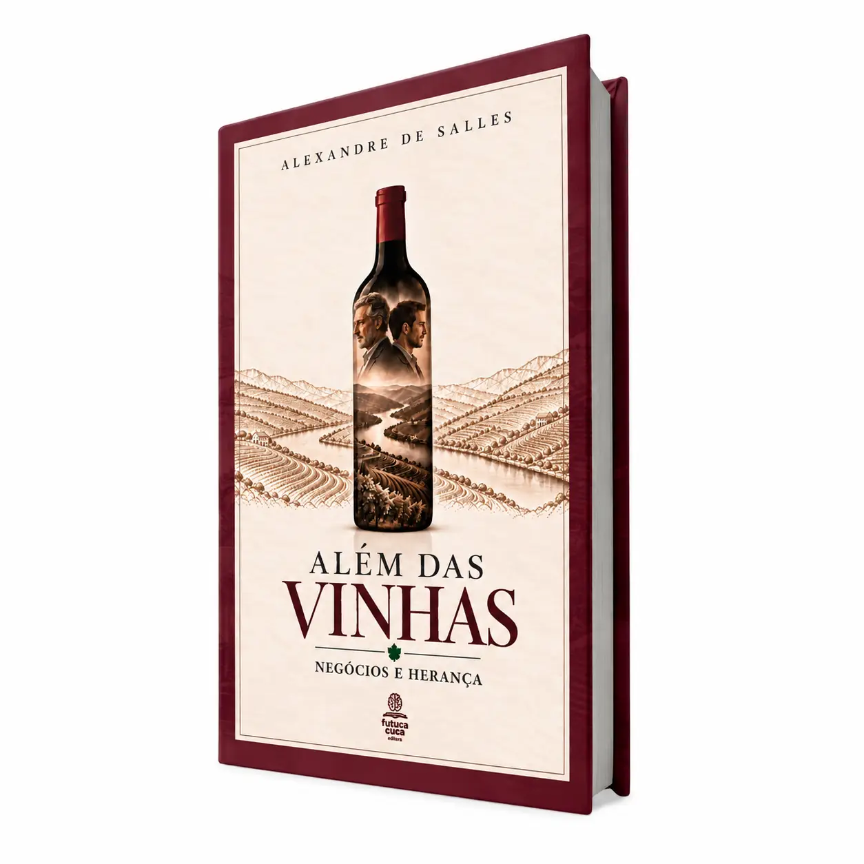 Mockup do livro Além das Vinhas